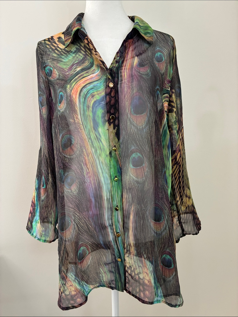 Glance Multicolor Peacock Print Top - Size M